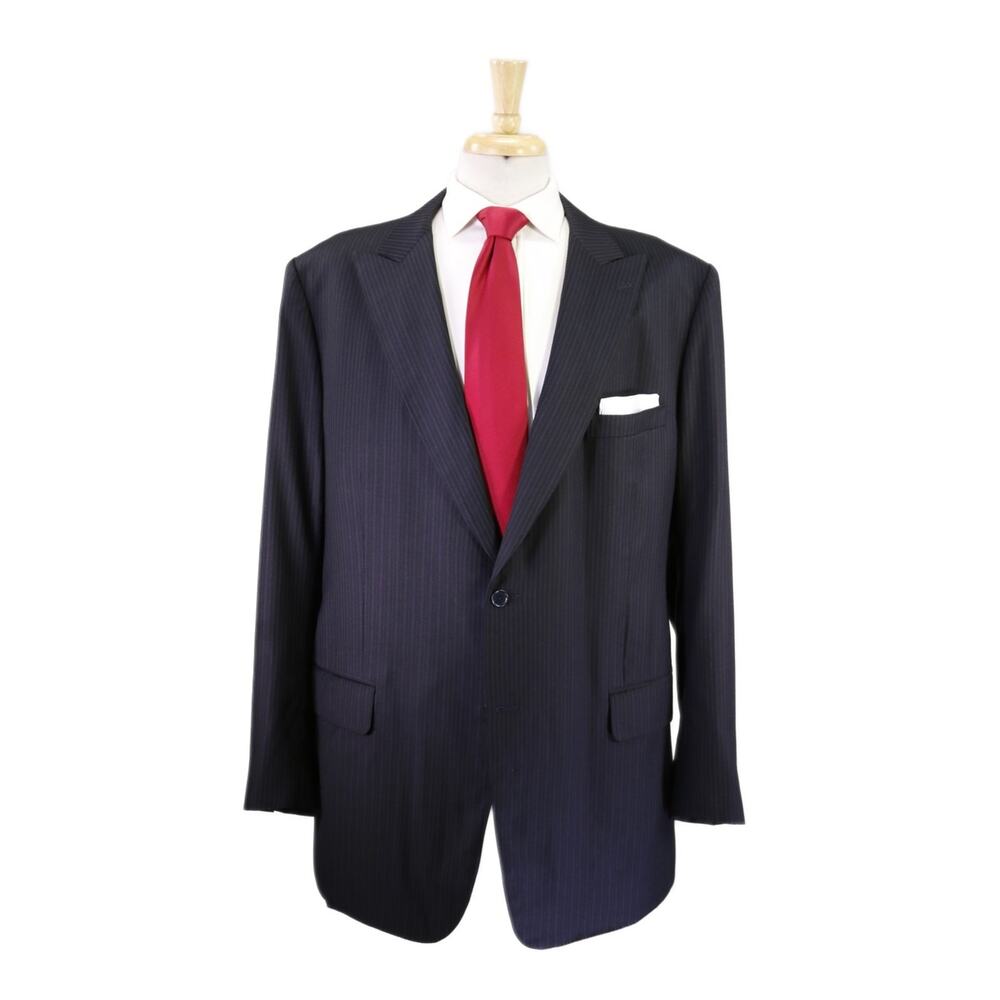 Astor & Black Blue Gray Black Striped Peak Lapel Super 150's Wool Suit 44L